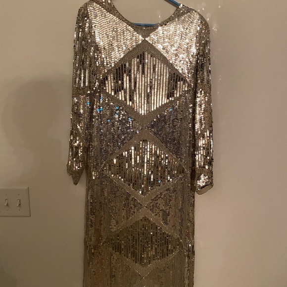 Vintage Sequin 100% Silk Dress - Picture 6 of 6